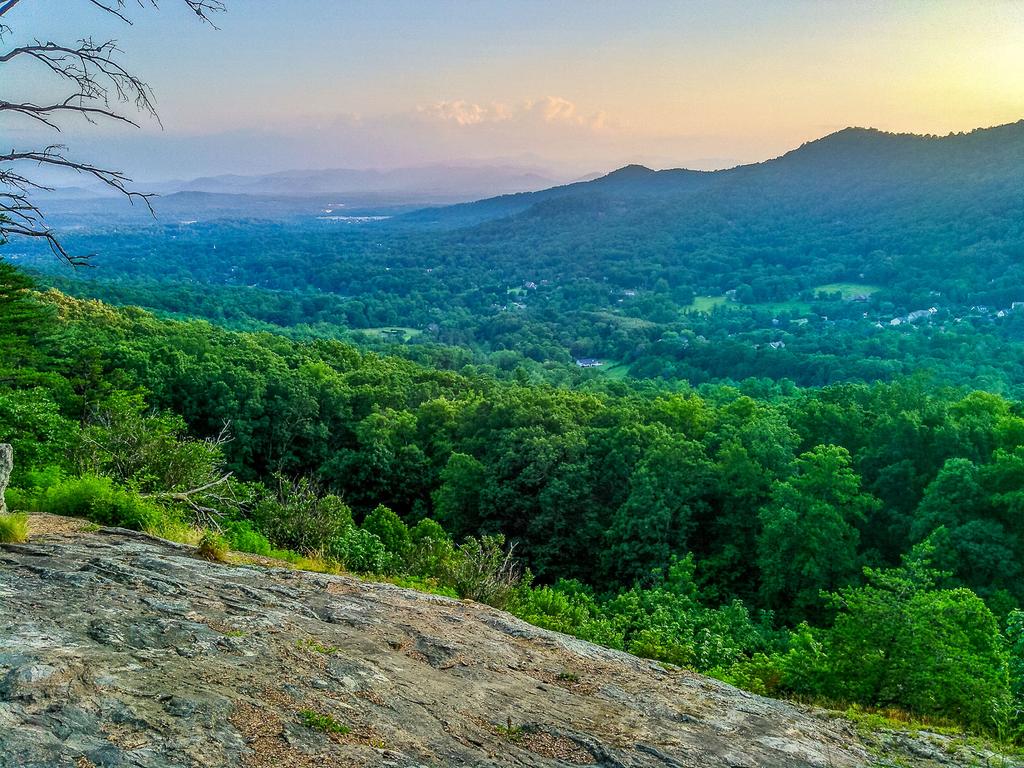 The Blue Ridge Parkway traverses these mountains between the Great Craggies and Mount Pisgah, near Asheville