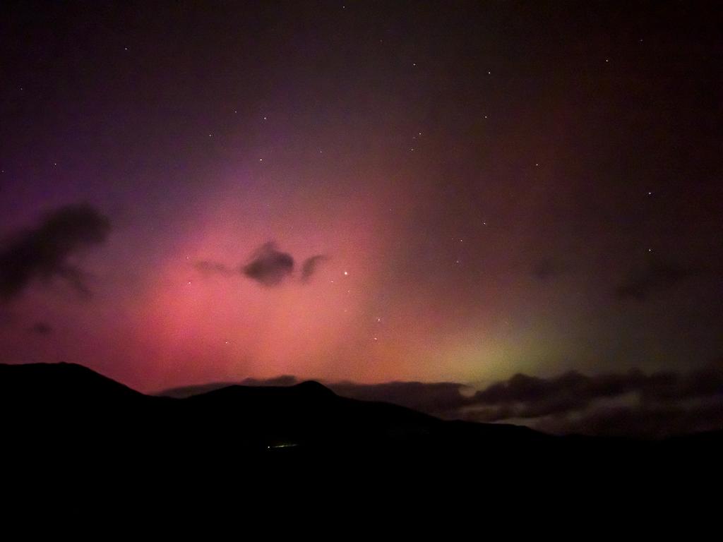 Aurora Borealis over Lane Pinnacle on the Blue Ridge Parkway near Asheville, NC