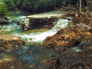 Washed Out Bridge on the Daniel Ridge Trail Washed Out Bridge on the Daniel Ridge Trail